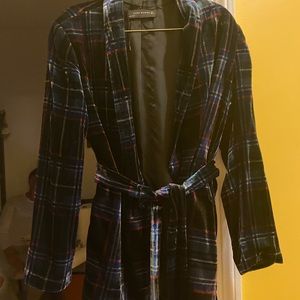 Zara Checked Plaid Velvet Blazer with belt